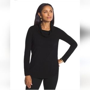 CHICO'S BLACK CAM COWLNECK SWEATER SIZE LARGE NWOT